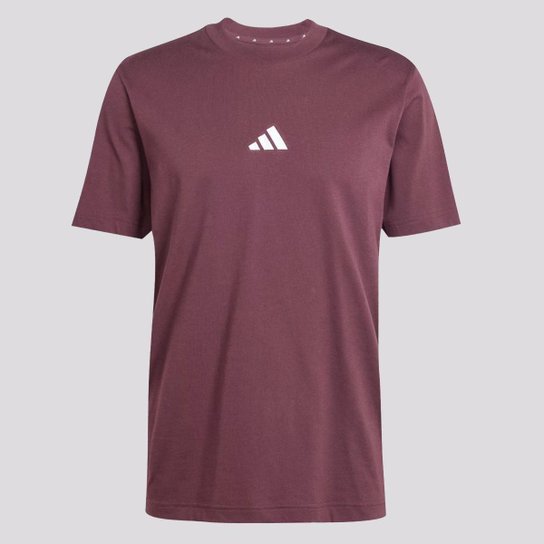 Camiseta Adidas 3 Stripes Bordô e Branca