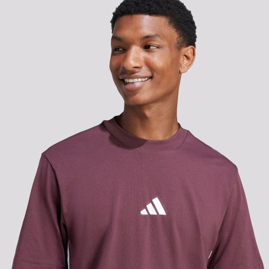 Camiseta Adidas 3 Stripes Bordô e Branca