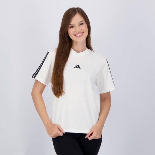 Camiseta Adidas 3 Stripes Feminina Branca