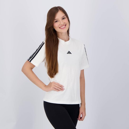 Camiseta Adidas 3 Stripes Feminina Branca