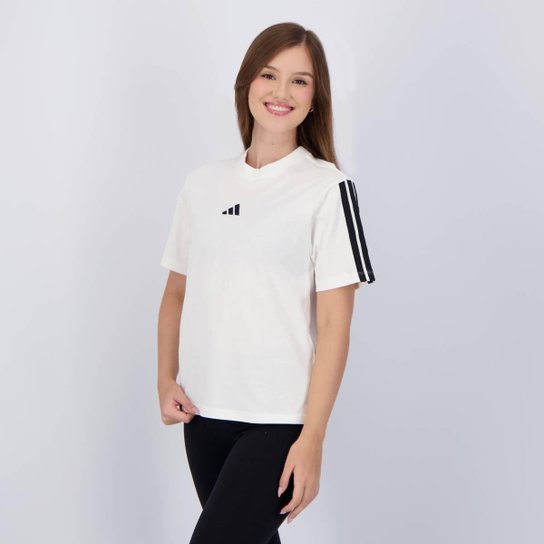 Camiseta Adidas 3 Stripes Feminina Branca