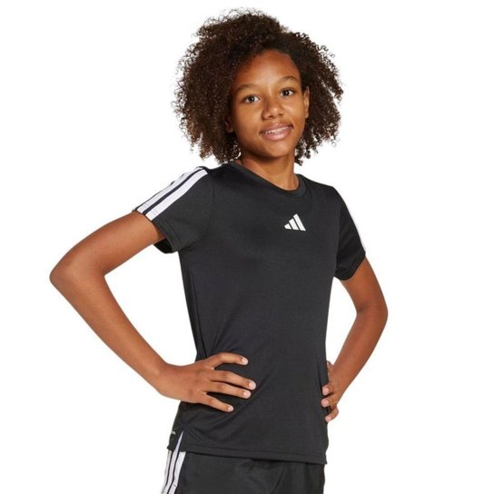 Camiseta Adidas 3 Stripes Juvenil - Preto 14-15
