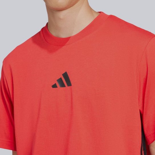 Camiseta Adidas 3 Stripes Vermelha e Preta