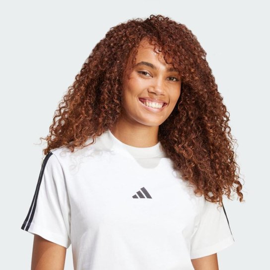 Camiseta Adidas Algodão Essentials Três Listras Feminina