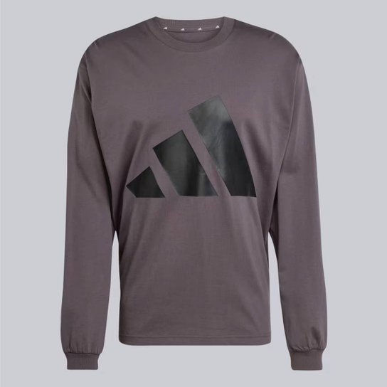 Camiseta Adidas Big Logo Manga Longa Cinza