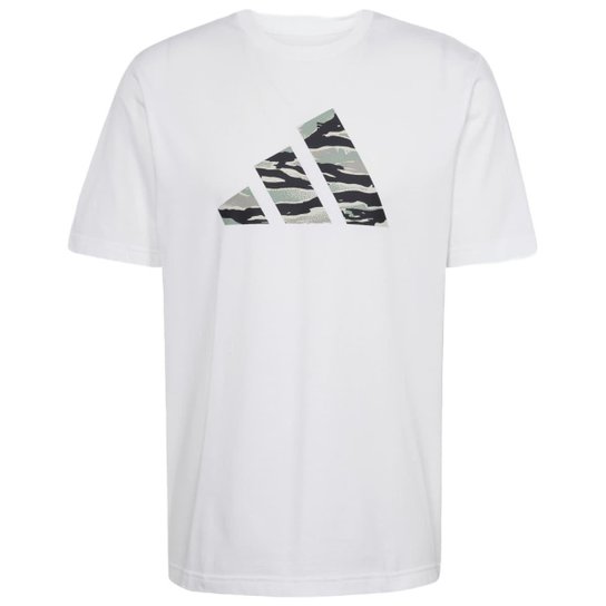 Camiseta Adidas Camo Logo Masculino Branco e Verde