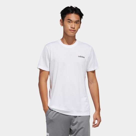 Camiseta Adidas D2M Ar Plain Masculina - Branco+Preto