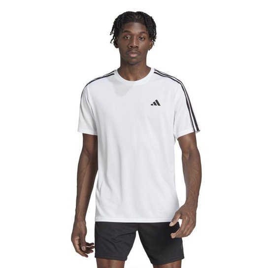 Camiseta Adidas Essentials 3-Stripes Masculina - Branco e Preto 2GG
