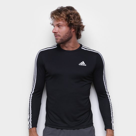 Camiseta Adidas Essentials Performance Listras Manga Longa Masculina