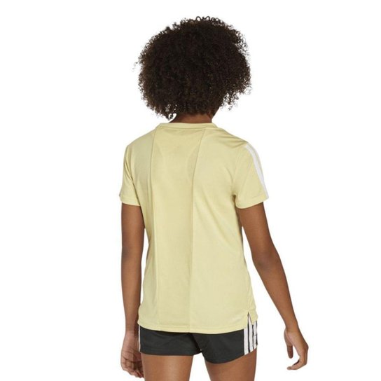 Camiseta Adidas Essentias 3 Stripes Infantil - Amarelo 9-10