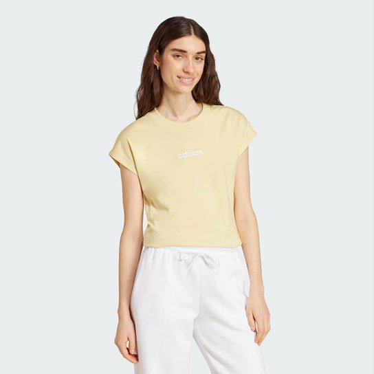 Camiseta Adidas Logo Linear Feminina Amarelo Claro