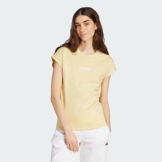 Camiseta Adidas Logo Linear Feminina Amarelo Claro