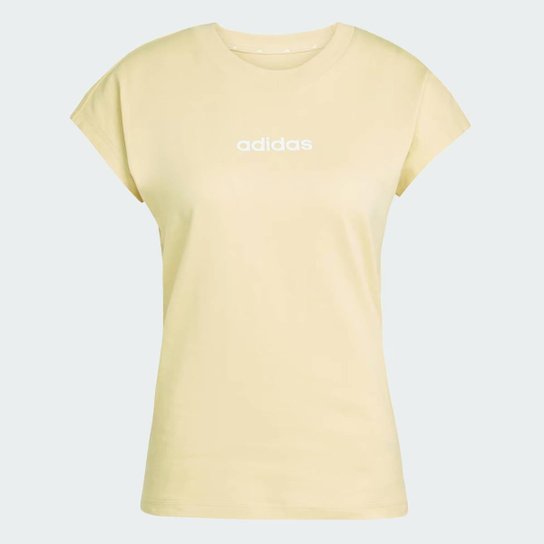 Camiseta Adidas Logo Linear Feminina Amarelo Claro