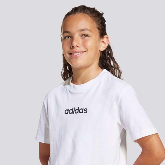 Camiseta Adidas Logo Linear Juvenil Branca