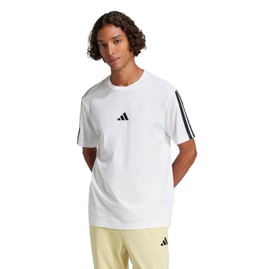 Camiseta Adidas Malha Simples Essentials Três Listras Masculina