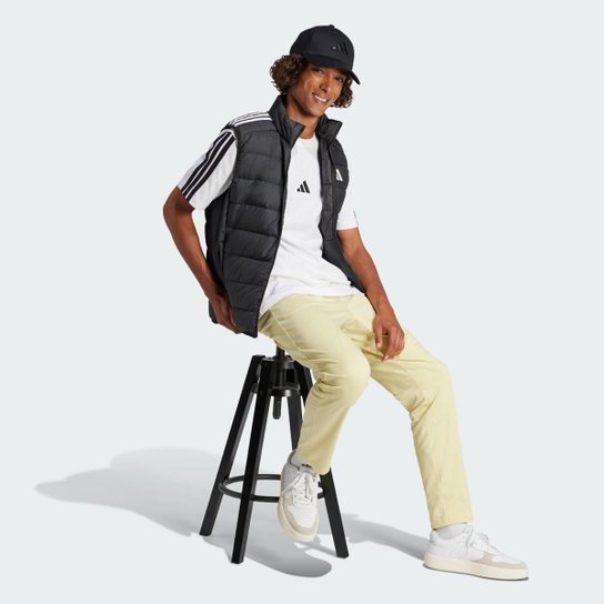 Camiseta Adidas Malha Simples Essentials Três Listras Masculina