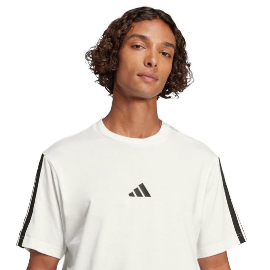 Camiseta Adidas Masculina Malha Simples Essentials Três Listras