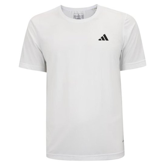 Camiseta Adidas Own The Run 3 Listras Branca e Preta Masculina