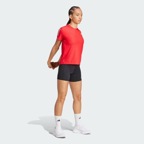 CAMISETA ADIDAS OWN THE RUN BASE FEMININA VERMELHO E BRANCO PP