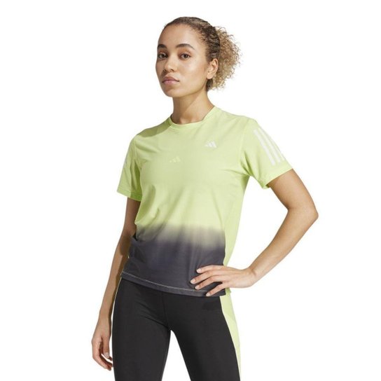 Camiseta Adidas Own the Run Feminina - Preto e Verde PP