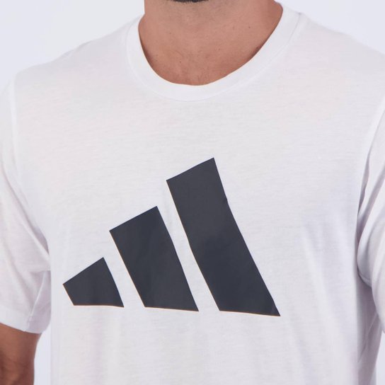 Camiseta Adidas Training Essentials Logo Branca e Preta