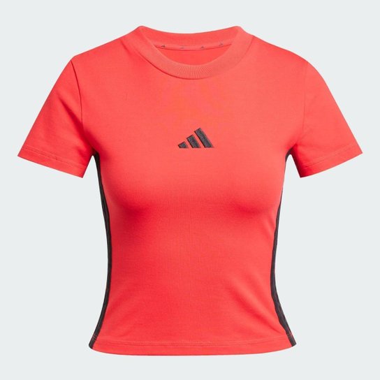 Camiseta Baby Look Essentials Três Listras Slim Adidas