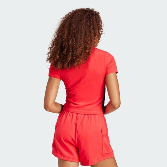 Camiseta Baby Look Essentials Três Listras Slim Adidas