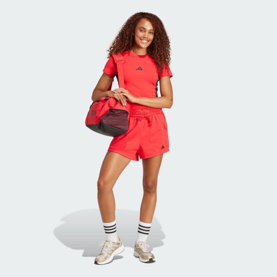 Camiseta Baby Look Essentials Três Listras Slim Adidas