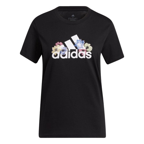 Camiseta Estampada Floral-Preto Adidas