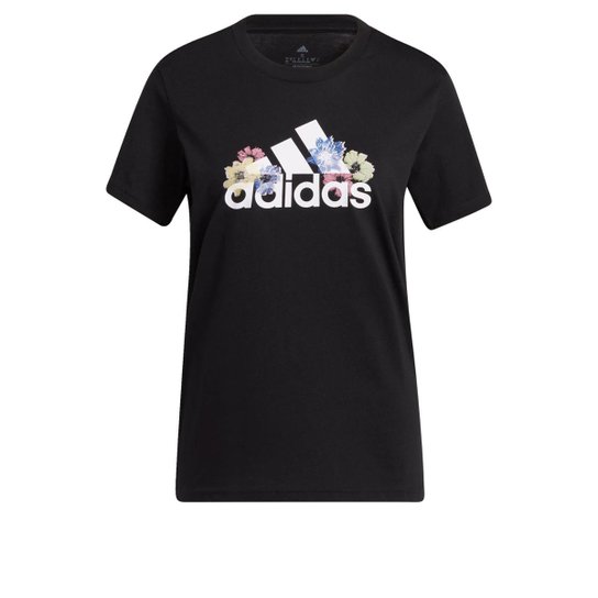 Camiseta Estampada Floral-Preto Adidas