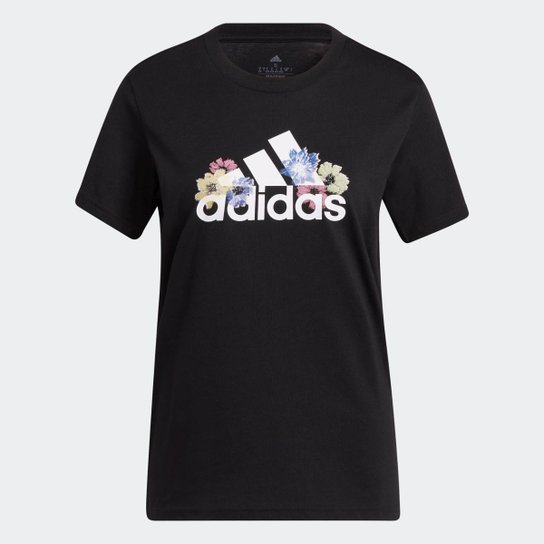 Camiseta Estampada Floral-Preto Adidas