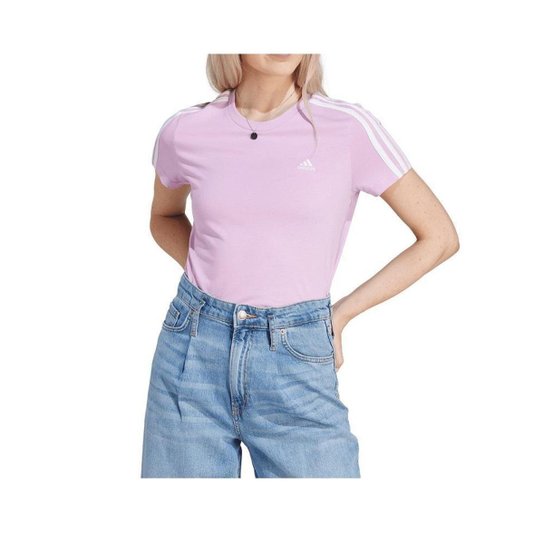 Camiseta Feminina  Adidas 3 stripes Lilás - IM2795