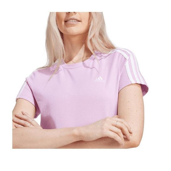 Camiseta Feminina  Adidas 3 stripes Lilás - IM2795