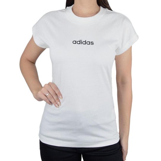 Camiseta Feminina Adidas MC Logo Linear Branco Off - JC8239
