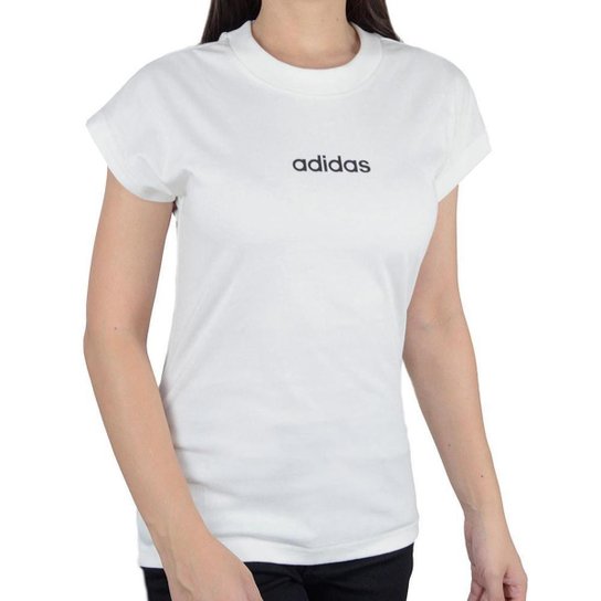 Camiseta Feminina Adidas MC Logo Linear Branco Off - JC8239