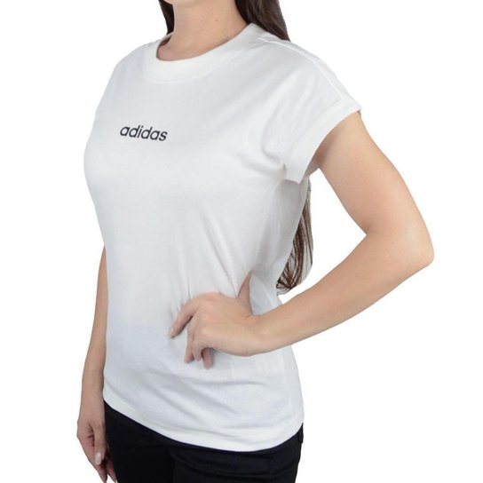 Camiseta Feminina Adidas MC Logo Linear Branco Off - JC8239