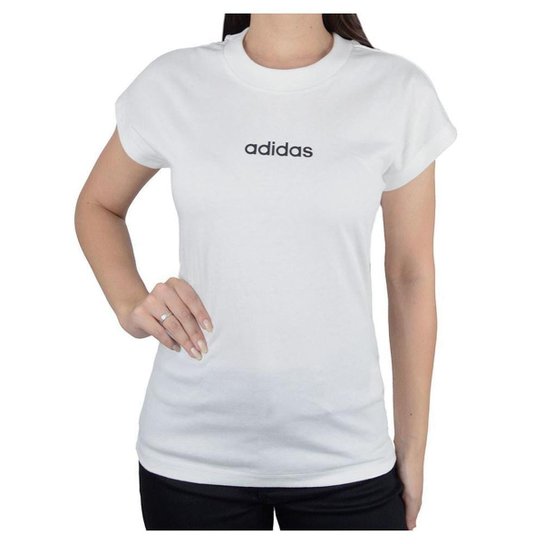 Camiseta Feminina Adidas MC Logo Linear Branco Off - JC8239
