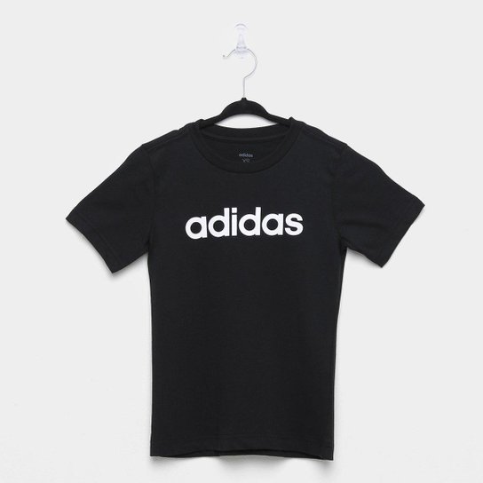 Camiseta Infantil Adidas Logo Essentials Linear Manga Curta Masculina - Preto+Branco