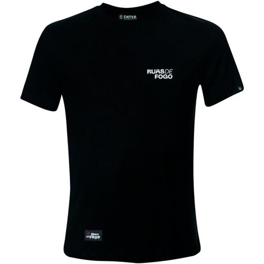 Camiseta Internacional Casual Ruas de Fogo Gigante Preta Masculina