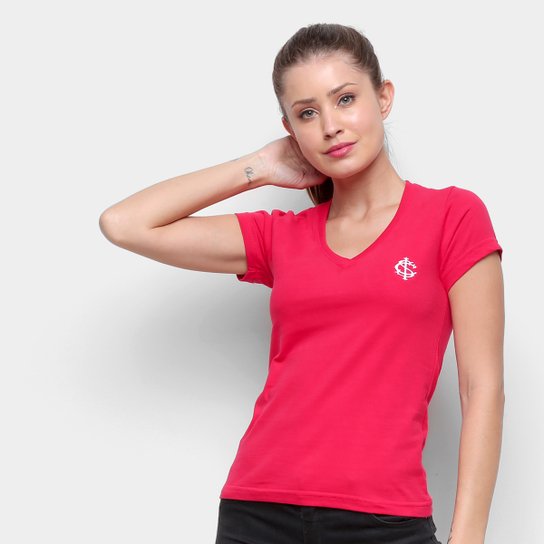 Camiseta Internacional Escudo Retrô Mania Feminina - Vermelho