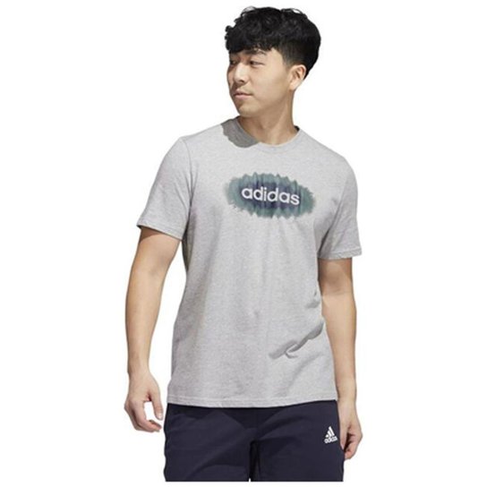 Camiseta Malha Adidas Masculina Linear Algodão Estampada