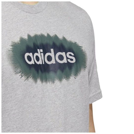 Camiseta Malha Adidas Masculina Linear Algodão Estampada