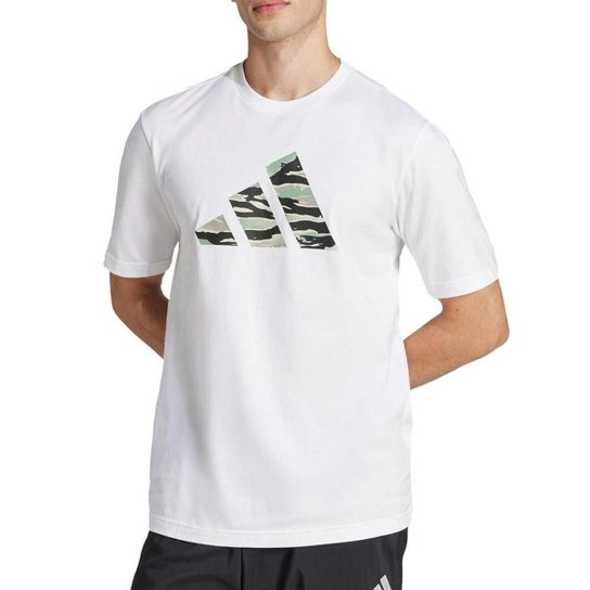 Camiseta Masculina Adidas MC Logo Camuflada Branca - JI6770