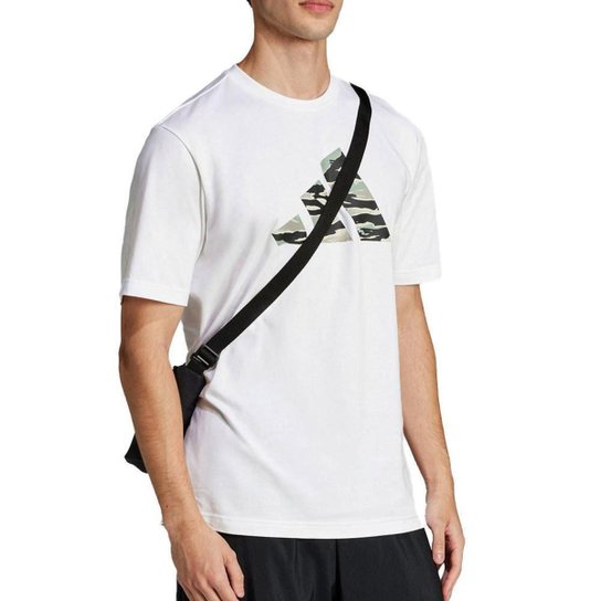 Camiseta Masculina Adidas MC Logo Camuflada Branca - JI6770