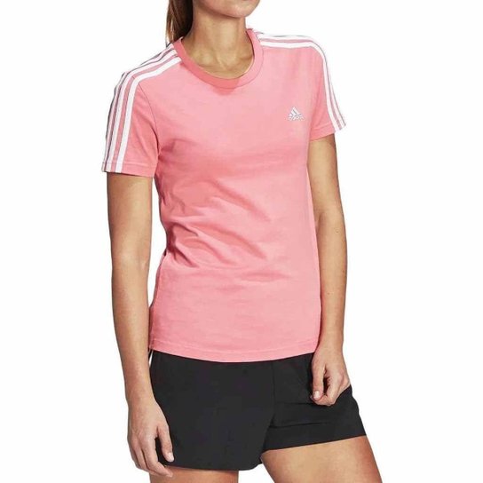 CAMISETA M/C 3 STRIPES JJ7251 - ROSA CLARO/BRANCO M