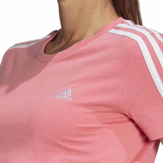 CAMISETA M/C 3 STRIPES JJ7251 - ROSA CLARO/BRANCO M