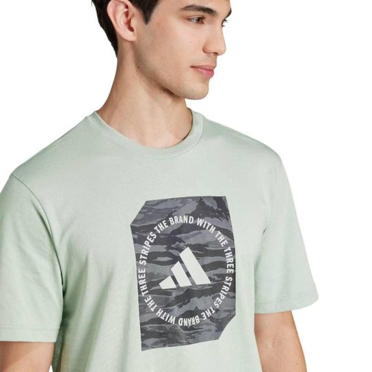 CAMISETA M/C GRAFICA CAMO JI6762 - VERDE CLARO/CINZA G