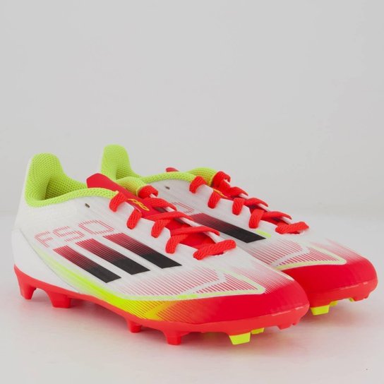 Chuteira Adidas F50 League FG/MG Campo Juvenil Branca