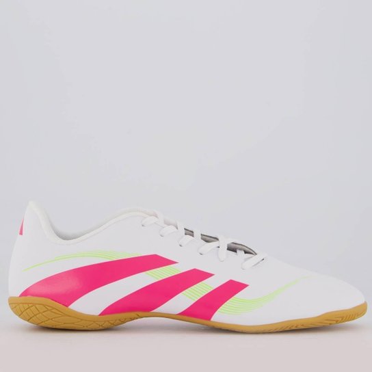 Chuteira Adidas Predator Artilheira 25 Futsal Branca e Rosa