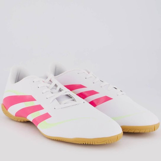 Chuteira Adidas Predator Artilheira 25 Futsal Branca e Rosa